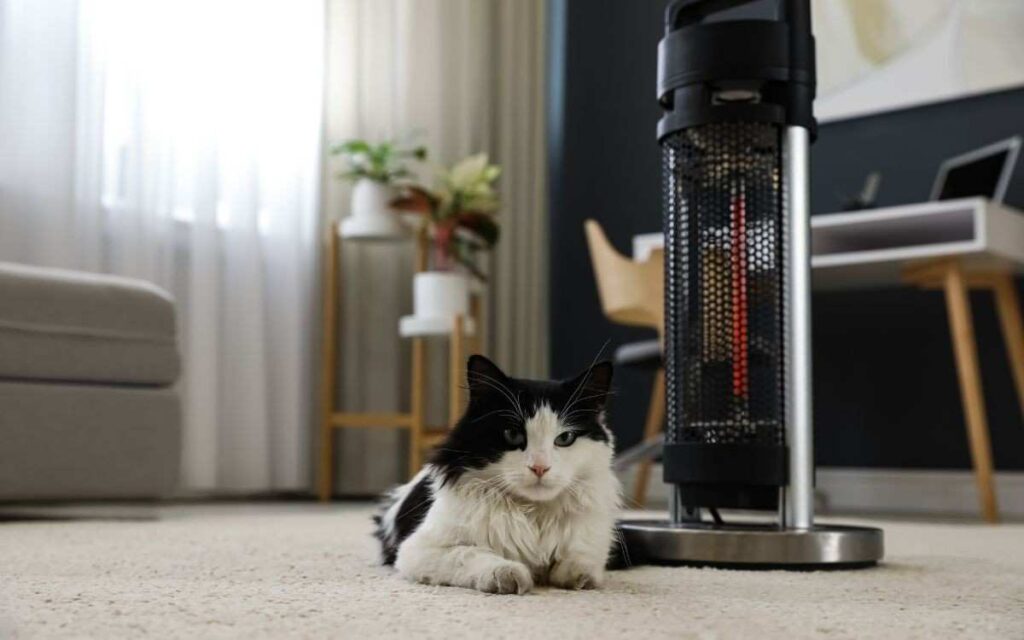 heat lamp and cat